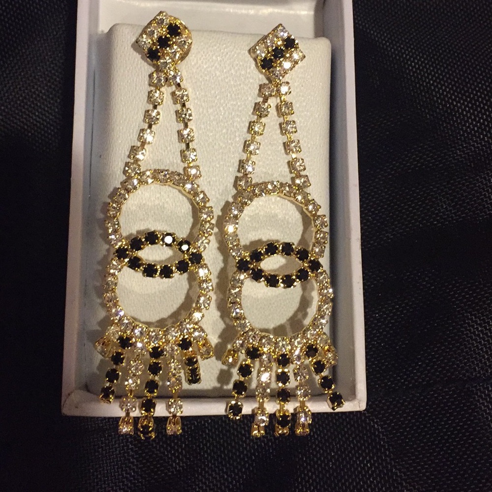 Gold plated with stone setting earrings